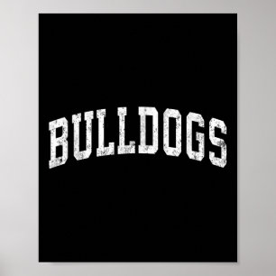 Poster Bulldogs Mascot Sport sportif Vintage Nom Desig