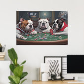 Poster Bulldogs playing poker (Bureau à domicile)