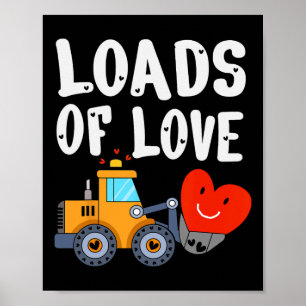Poster Bulldozer de la Saint-Valentin mignon véhicule cha
