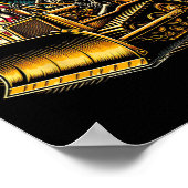 Poster Bulldozer Drapeau Américain Halloween Crâne  (Coin)