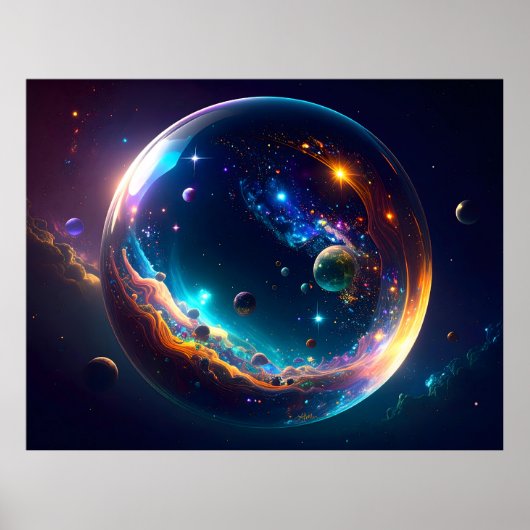 Poster Bulle cosmique Galaxie Imaginaire Art (Devant)