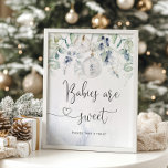 Poster Bulle de Noël élégant bleu Bébés sont doux<br><div class="desc">Boule de Noël élégant bleu Babies sont Poster sucré. Décor de baby shower d'hiver. Éléments correspondants disponibles.</div>