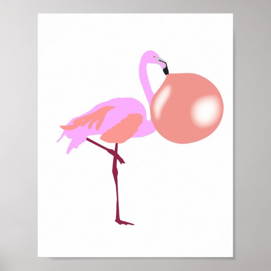 Poster Bulle Flamant rose de gomme à bulle (Devant)