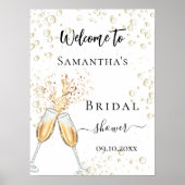 Poster bulles de Fête des mariées chevelures flûtes bienv (Devant)