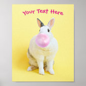 Poster Bulles de gomme de bulle de lapin Message ou Nom (Devant)