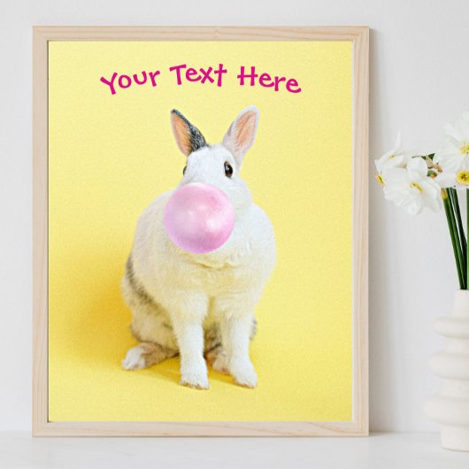 Poster Bulles de gomme de bulle de lapin Message ou Nom