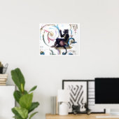 Poster Bulles de soufflage de singe (Bureau à domicile)