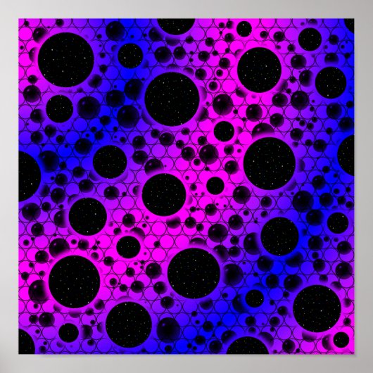 Poster Bulles d'espace - Rose/Bleu (Devant)