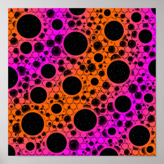 Poster Bulles d'espace - Taches - Orange/Rose (Devant)