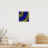 Poster Bulles d'espace tachetées - Bleu/Jaune (Cuisine)