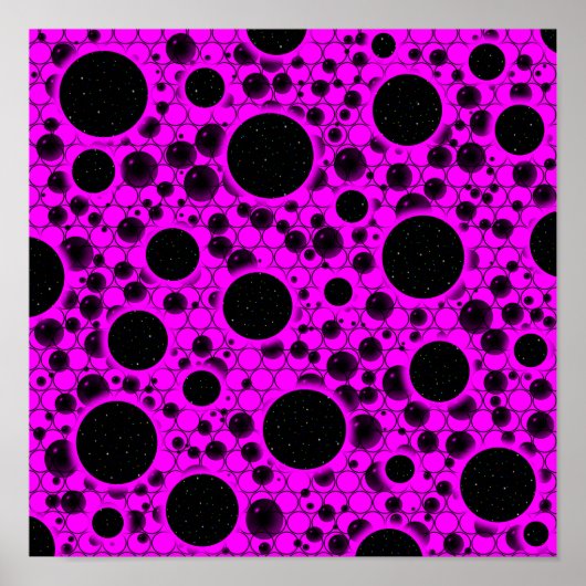 Poster Bulles d'espace tachetées - Rose (Devant)