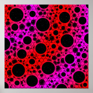 Poster Bulles d'espace tachetées - Rouge/Rose