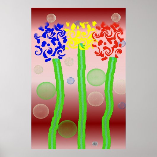 Poster Bulles et fleurs (Devant)