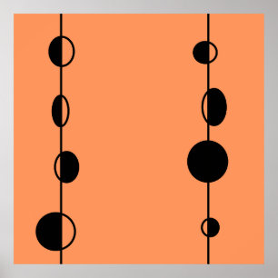 Poster Bulles et lignes noires sur arrière - plan "peach