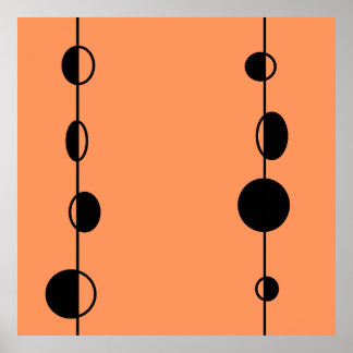 Poster Bulles et lignes noires sur arrière - plan "peach 