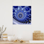 Poster Bulles fractales Ombre Bleu Abstrait (Cuisine)
