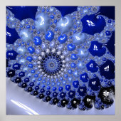 Poster Bulles fractales Ombre Bleu Abstrait (Devant)