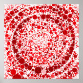 Poster Bulles rouges abstraites en spirale numérique (Devant)