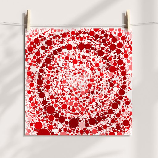 Poster Bulles rouges abstraites en spirale numérique