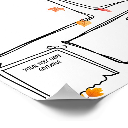 Poster Bulletin scolaire d'automne modèle modifiable (Coin)