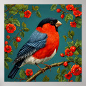 Poster Bullfinch sur un arbre (Devant)