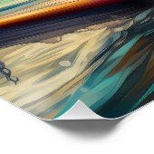 Poster Bullmastiff Beach Surfing Peinture (Coin)