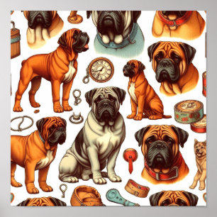 Poster Bullmastiff rétro