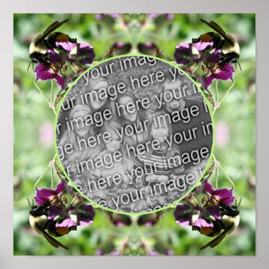 Poster Bumble Bee On Flower Frame Créez votre propre phot (Devant)