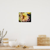 Poster Bumble Bee Volant Dans Rose Rose Rose Gros Plan (Cuisine)