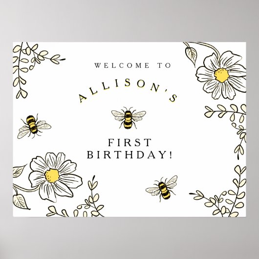 Poster Bumble Bee Welcome for Bumble Bee Birthday (Devant)