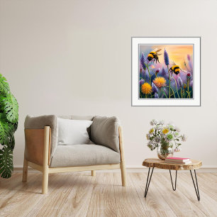 Poster Bumble Bees Flying Art Imprimer