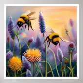 Poster Bumble Bees Flying Art Imprimer (Devant)