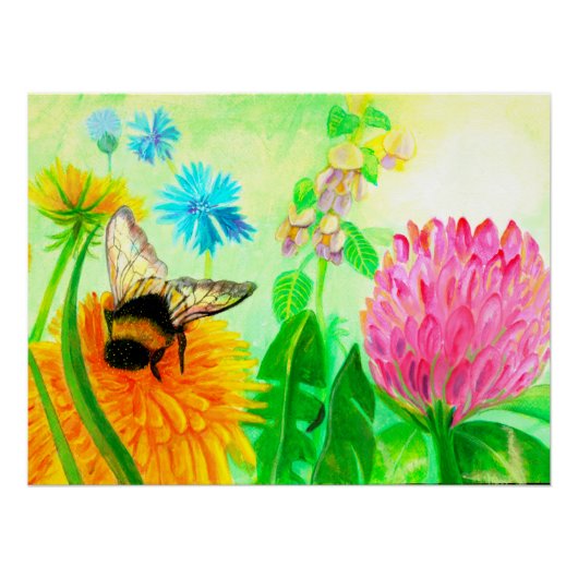 Poster Bumblebee sur le pandelion (Devant)