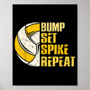 Poster Bump Set Spike Répéter Volleyball Fun