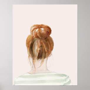 Poster Bun de noeud à cheveux rouges