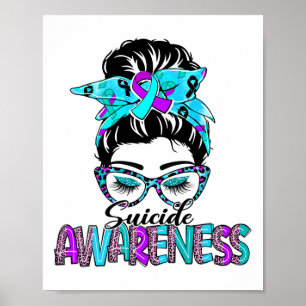Poster Bun Sourd Leopard Purple Et Turquoise Ribbon Suici