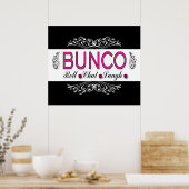 Poster Bunco, Rouleau, Conversation, Rire en rose, noir e (Cuisine)