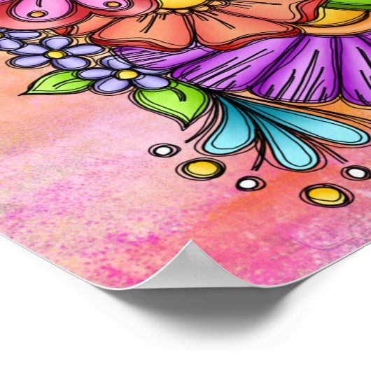 Poster Bundle coloré Doodle Flower (Coin)