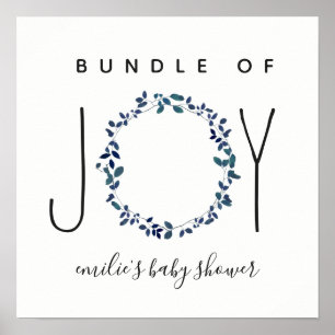 Poster Bundle De Joy Baby shower Botanique Bleu