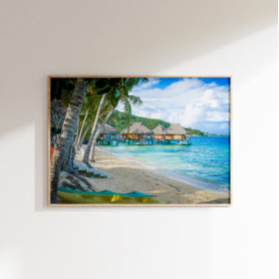 Poster Bungalows Turquoise Océan Îles Bora Bora