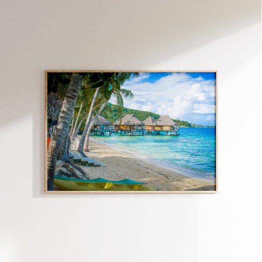 Poster Bungalows Turquoise Océan Îles Bora Bora