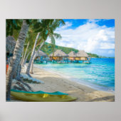Poster Bungalows Turquoise Océan Îles Bora Bora (Devant)