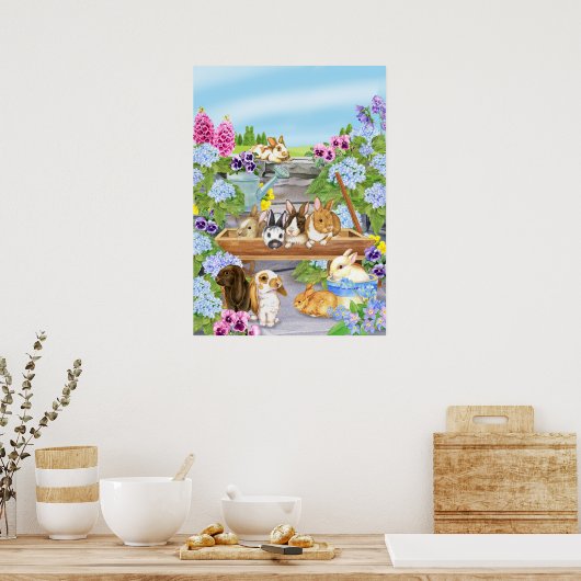 Poster Bunnies dans le jardin (Cuisine)