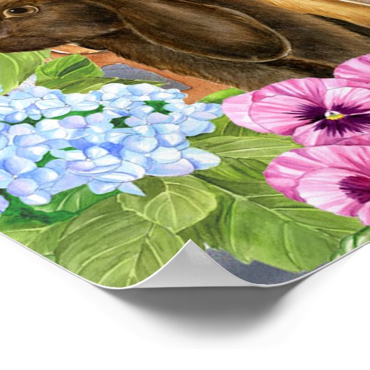 Poster Bunnies dans le jardin (Coin)