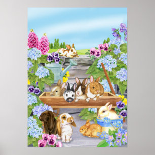 Poster Bunnies dans le jardin