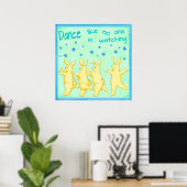 Poster Bunnies Danse comme personne ne regarde vert jaune (Bureau à domicile)