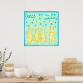 Poster Bunnies Danse comme personne ne regarde vert jaune (Cuisine)