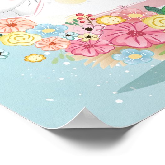 Poster Bunnies d'aquarelle en Oeuf de Pâques Fleur (Coin)