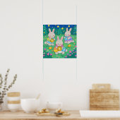 Poster Bunnies de Pâques avec Oeufs de Pâques (Cuisine)
