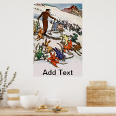 Poster Bunnies vintages de neige (Cuisine)